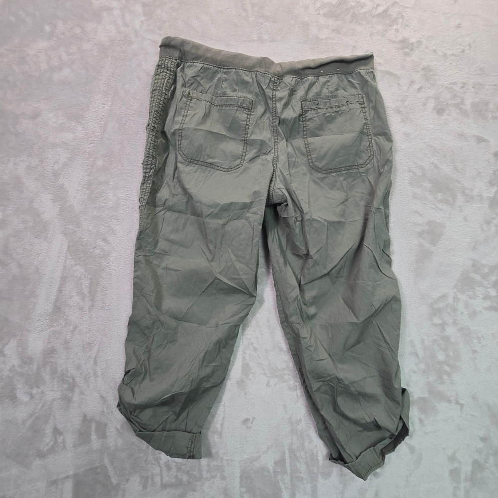 Khakis & Company Olive Green Cropped Cargo Pants Womens 10 Elastic Waist Stretch